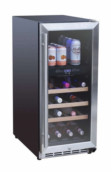 TrueFlame 15" Outdoor Rated Dual Zone Wine Cooler TF-RFR-15WD