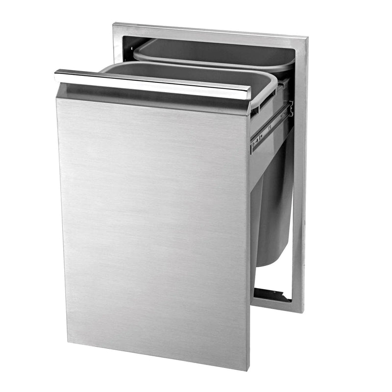 Twin Eagles 18-Inch Roll-Out Stainless Steel Double Trash Drawer / Recycling Bin Flame Authority