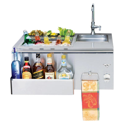 Twin Eagles 30-Inch Built-In Stainless Steel Outdoor Bar With Sink and Ice Bin Cooler Flame Authority
