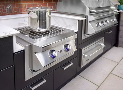 Twin Eagles Built-In 24" Gas Power Burner with Reversible Heavy Duty Grate & Stainless Steel Lid Flame Authority