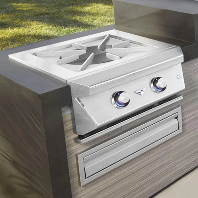 Twin Eagles Built-In 24" Gas Power Burner with Reversible Heavy Duty Grate & Stainless Steel Lid Flame Authority