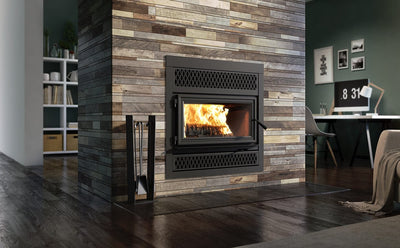 Valcourt FP10R Lafayette II Square Wood Fireplace FP10RS in Black Right Side View