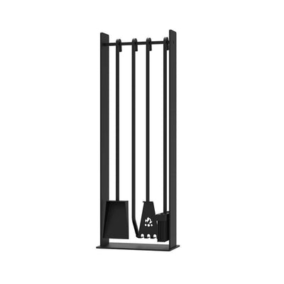 Valcourt Ineo Fireplace Tool Set In Black Standing Metal Material