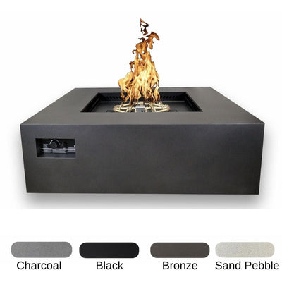 Warming Trends AON 40-inch Powder-Coated Steel Push Button Manual Thermocouple Ignition Square Fire Pit Table Flame Authority