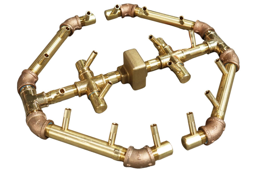 Warming Trends Crossfire Octagonal 14.75 x 15.75-Inch Brass Gas Fire Pit Burner 180K BTU Flame Authority