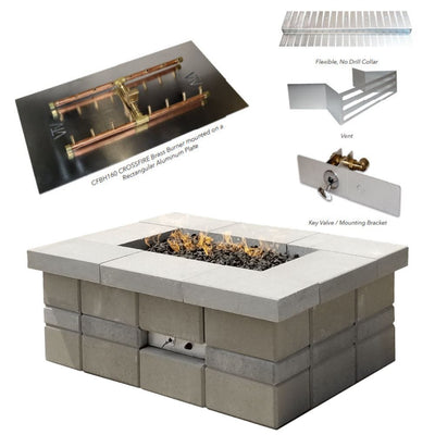 Warming Trends UPKRR Raffinato Specialty Paver Kit with Crossfire H-Style Brass Burner and Rectangular Aluminum Plate Flame Authority