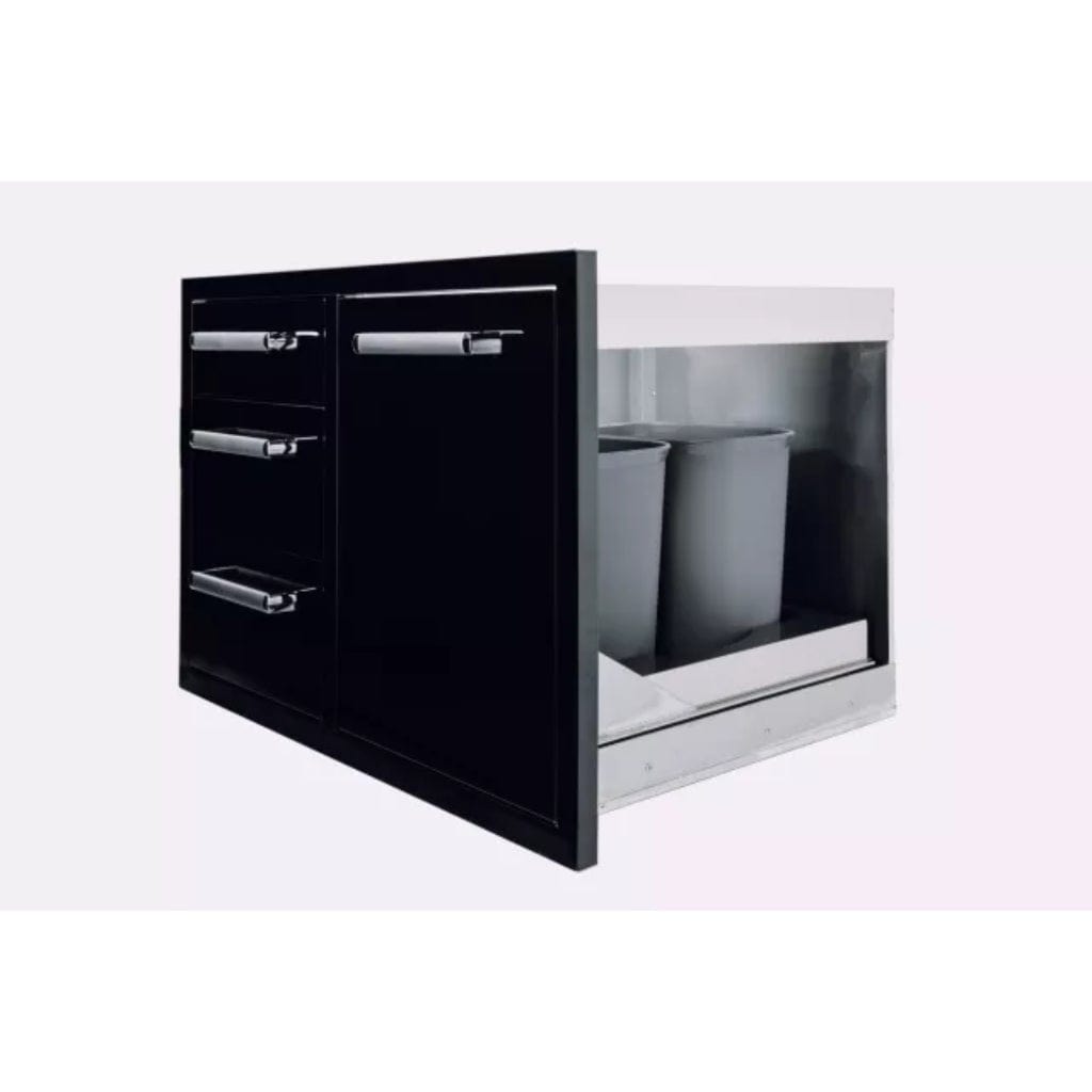 Whistler by Bonfire Outdoor Black Series Triple Drawer & Trash Can Combo CBATDT-B