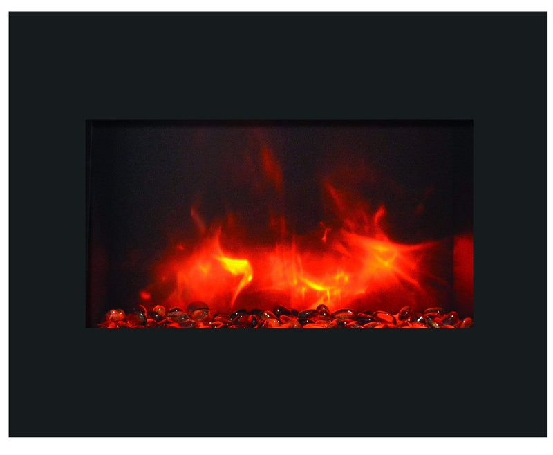 Amantii Zero Clearance 26" Electric Fireplace ZECL-26-2923-BG with 29" x 23" Black Glass Surround