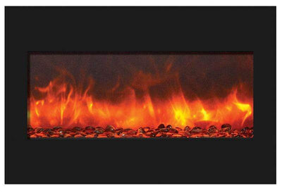 Amantii Zero Clearance 33" Electric Fireplace ZECL-33-3624-BG with 36" x 24" Black Glass Surround