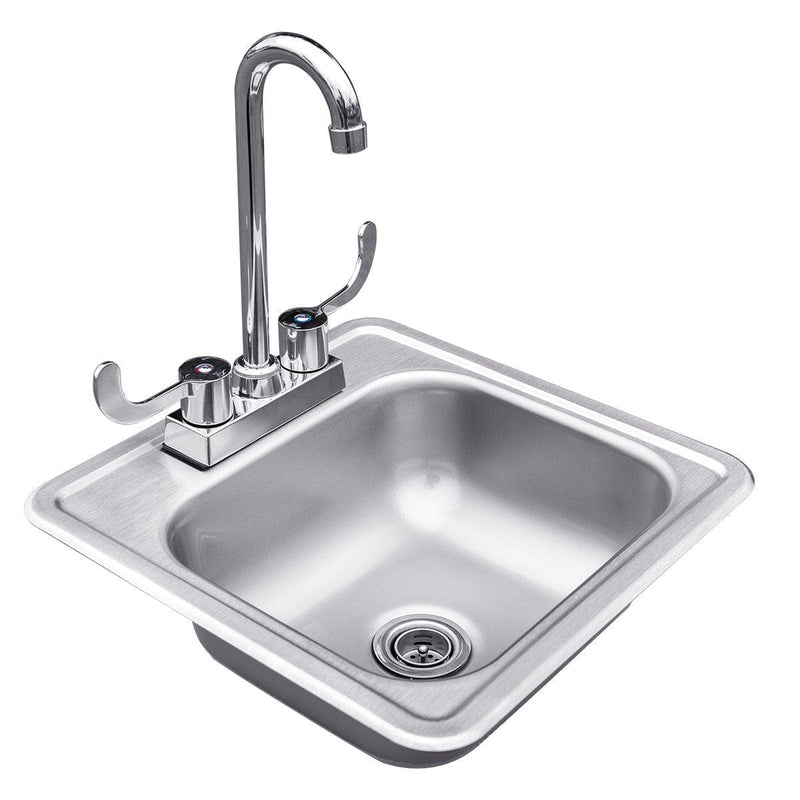 American Made Grills 15-inch Drop-In Sink & Hot/Cold Faucet - SSNK-15D