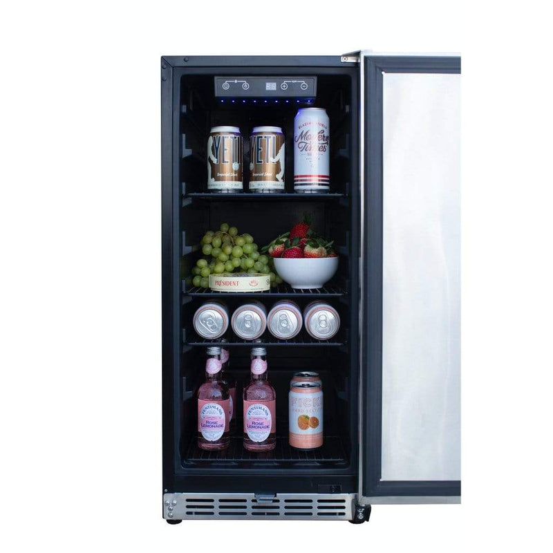 American Made Grills AMG 15" Outdoor Rated Fridge w/Glass Door SSRFR-15G