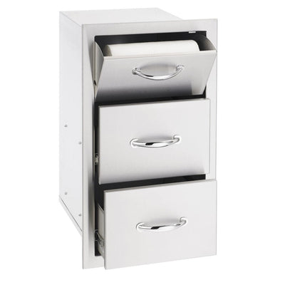 American Made Grills AMG 17" Stainless Steel Vertical 2-Drawer & Paper Towel Holder Combo SSTDC-17