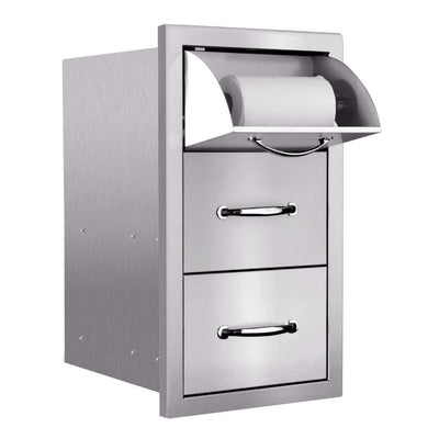 American Made Grills AMG 17" Vertical 2-Drawer & Paper Towel Holder Combo Masonry SSTDC-17M