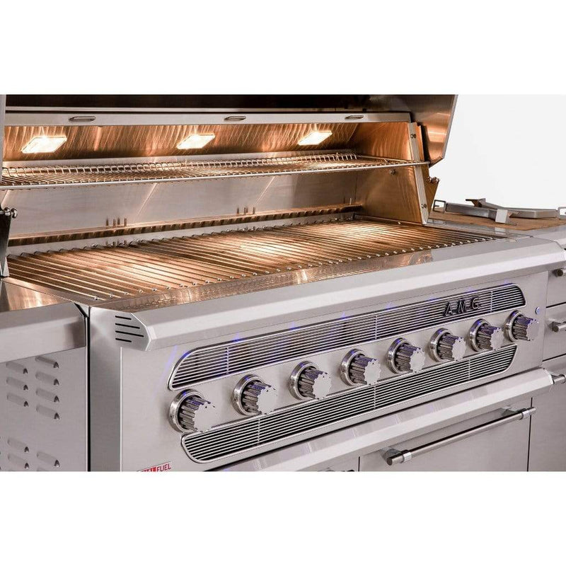 American Made Grills MUS54-NG Muscle Dual Fuel Wood and GAS Grill with Infrared Searing Burner and Rotisserie Kit on Cart in in Stainless Steel