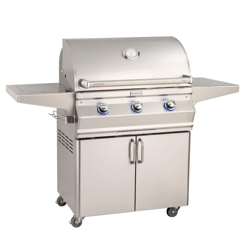 Fire Magic Aurora 30" Portable Gas Grill with Analog Thermometer & Flush Mounted Single Side Burner A540s