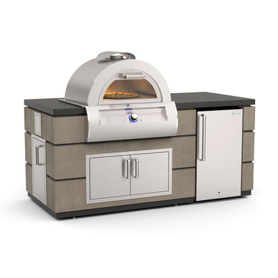 Fire Magic Contemporary Pre-Fab Pizza Oven Island with Refrigerator Cut-out ID660-SMR-77BA