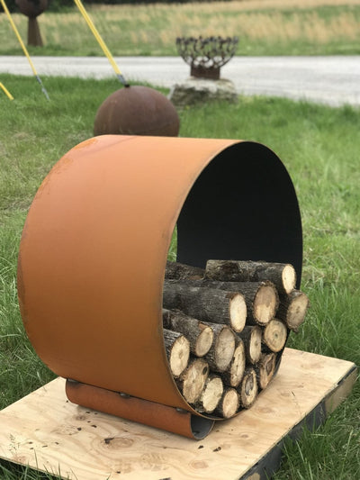 Fire Pit Art 38-inch The Orbit - Round Steel Log Rack - CRLR-S