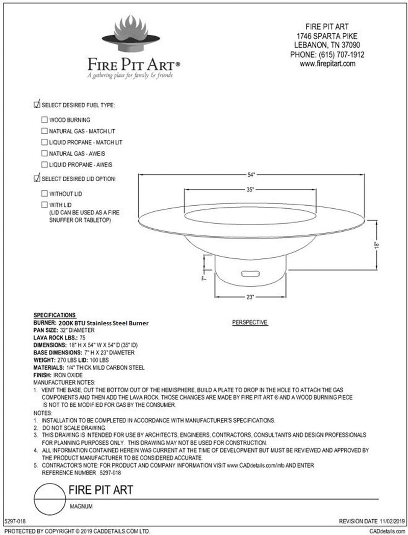 Fire Pit Art Magnum 54-inch Wood Burning Fire Pit - MAG