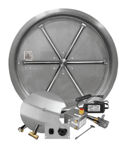 Firegear 25" Stainless Steel AWS Round Pan Liquid Propane Fire Pit Insert FPB-25RBSAWS-P with On/OFF Weatherproof Switch