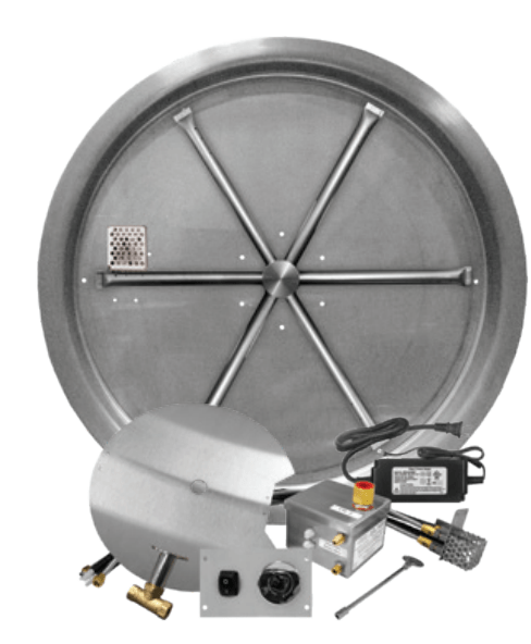 Firegear 25" Stainless Steel AWS Round Pan Natural Gas Fire Pit Insert FPB-25RBSAWS with On/OFF Weatherproof Switch