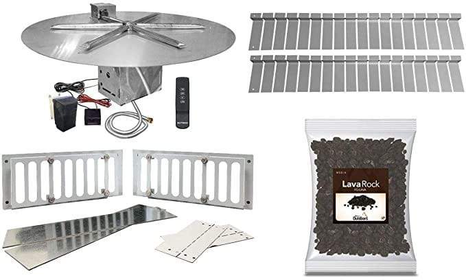 Firegear 29" Stainless Steel Round Disk Paver Ready Gas Fire Pit Kit with TFS Ignition FPB-29DTFSN-PK
