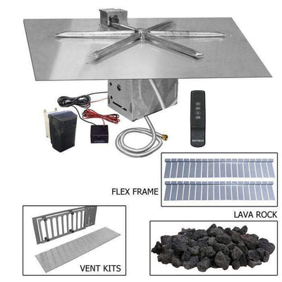 Firegear 30" Stainless Steel Square Flat Pan Paver Ready Gas Fire Pit Kit with TFS Ignition FPB-30SFTFSN-PK