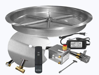 Firegear 33" Stainless Steel Round Pan Gas Fire Pit Kit with Remote FPB-33RBSAWS-N