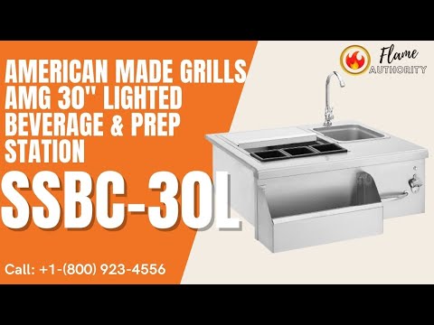 American Made Grills AMG 30" Lighted Beverage & Prep Station SSBC-30L