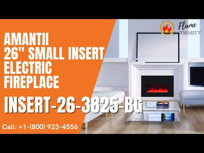 Amantii 26" Small Insert Electric Fireplace INSERT-26-3825-BG with Black Glass Surround