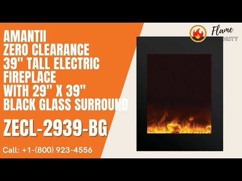 Amantii Zero Clearance 39" Tall Electric Fireplace ZECL-2939-BG with 29" x 39" Black Glass Surround