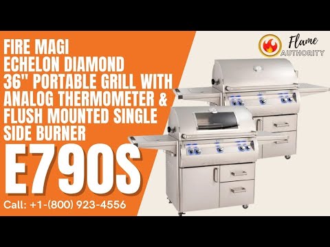 Fire Magic Echelon Diamond 36" Portable Grill with Analog Thermometer & Flush Mounted Single Side Burner E790s
