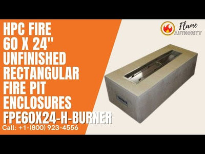 HPC Fire 60 x 24" Unfinished Rectangular Fire Pit Enclosures FPE60X24-H-BURNER
