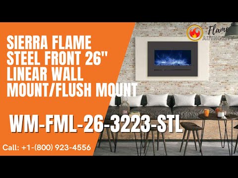 Sierra Flame Steel Front 26" Linear Wall Mount/Flush Mount Electric Fireplace WM-FML-26-3223-STL