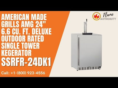 American Made Grills AMG 24" 6.6 Cu. Ft. Deluxe Outdoor Rated Single Tower Kegerator SSRFR-24DK1