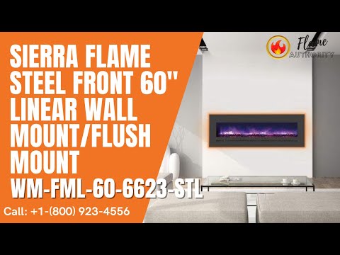 Sierra Flame Steel Front 60" Linear Wall Mount/Flush Mount Electric Fireplace WM-FML-60-6623-STL