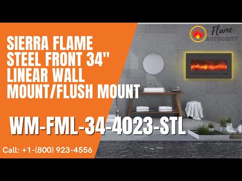 Sierra Flame Steel Front 34" Linear Wall Mount/Flush Mount Electric Fireplace WM-FML-34-4023-STL