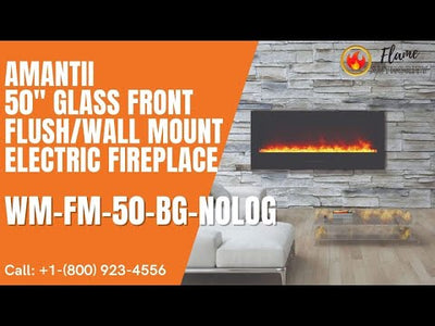 Amantii 50" Glass Front Flush/Wall Mount Electric Fireplace WM-FM-50-BG-NOLOG