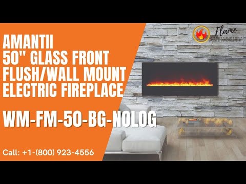Amantii 50" Glass Front Flush/Wall Mount Electric Fireplace WM-FM-50-BG-NOLOG