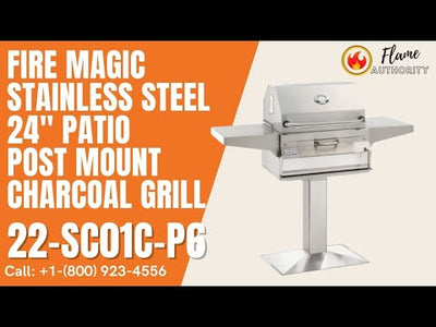 Fire Magic Stainless Steel 24" Patio Post Mount Charcoal Grill 22-SC01C-P6