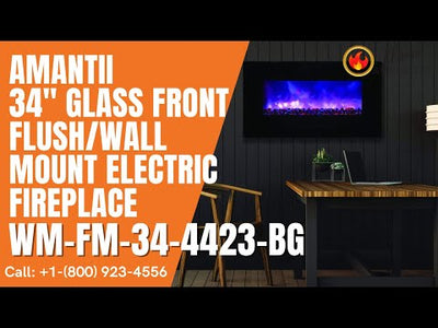 Amantii Wall Mount/Flush Mount 34" Electric Fireplace WM-FM-34-4423-BG