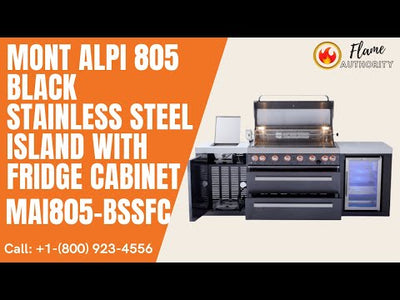 Mont Alpi Black Stainless Steel Island with fridge cabinet MAi805-BSSFC