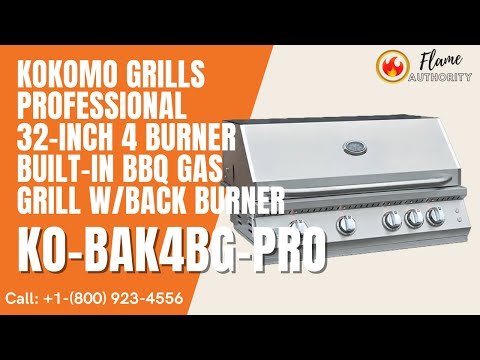 Kokomo Grills Professional 32-inch 4 Burner Built-In BBQ Gas Grill with Back Burner - KO-BAK4BG-PRO
