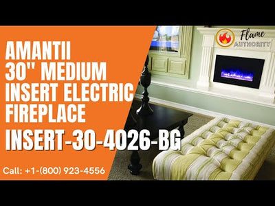 Amantii 30" Medium Insert Electric Fireplace INSERT-30-4026-BG with Black Glass Surround