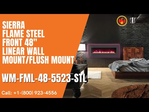 Sierra Flame Steel Front 48" Linear Wall Mount/Flush Mount Electric Fireplace WM-FML-48-5523-STL
