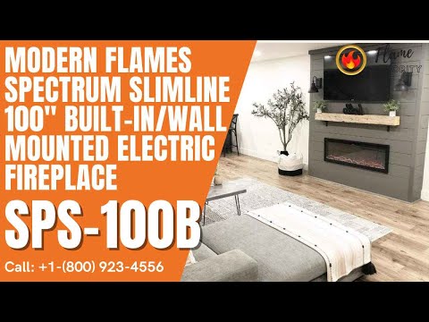 Modern Flames Spectrum Slimline 100" Built-In/Wall Mounted Electric Fireplace SPS-100B