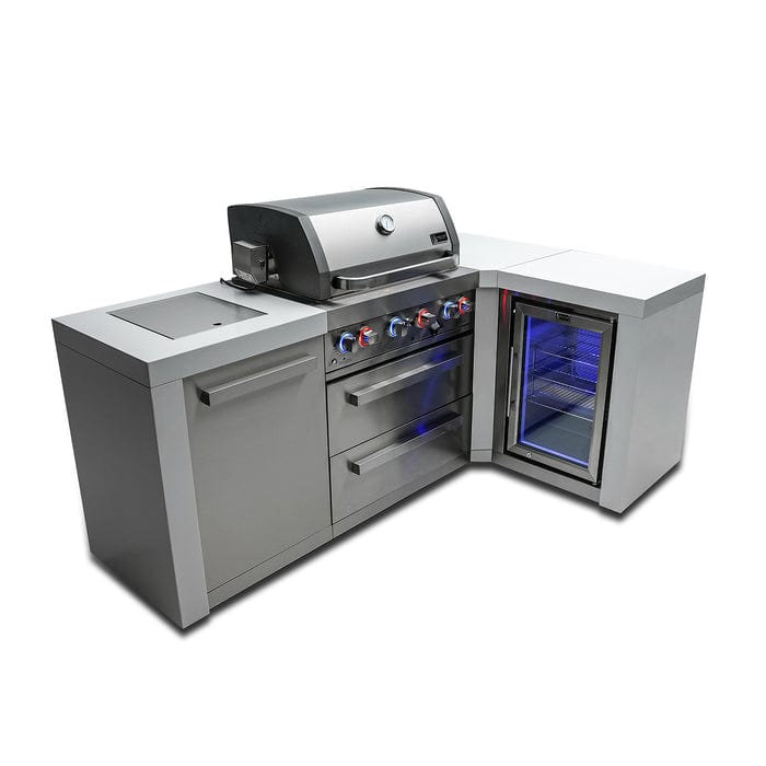 Mont Alpi 400 Deluxe Island Grill with 90 Degree Corners and Fridge Cabinet MAi400-D90FC