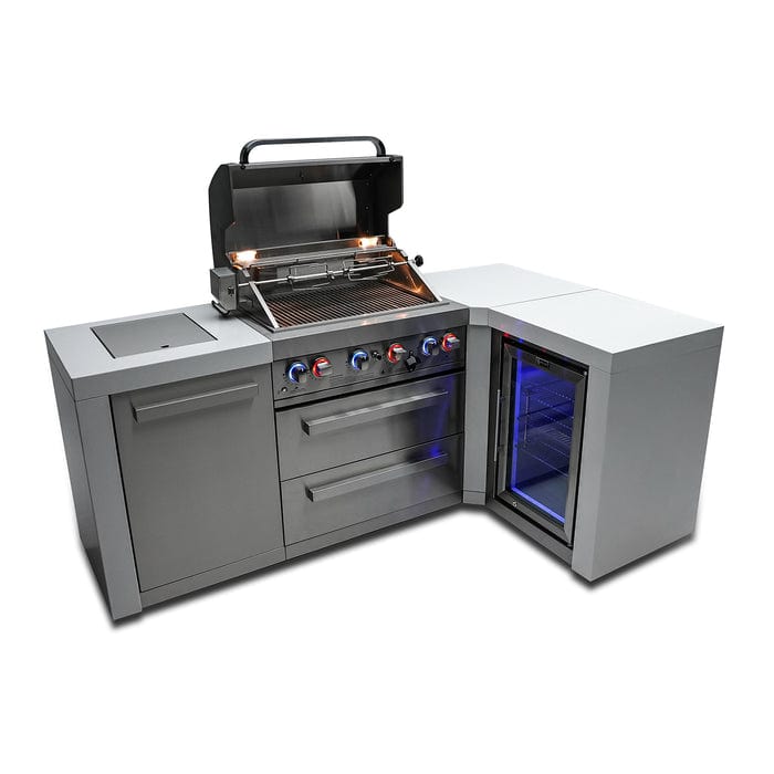 Mont Alpi 400 Deluxe Island Grill with 90 Degree Corners and Fridge Cabinet MAi400-D90FC