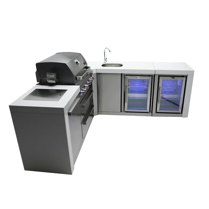 Mont Alpi 400 Deluxe Island Grill with 90 Degree Corners, Beverage Center and Fridge Cabinet MAi400-DBEV90FC