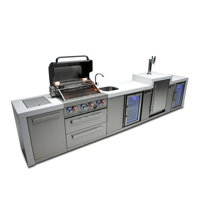 Mont Alpi 400 Deluxe Island Grill with Kegerator, Beverage Center and Fridge Cabinet MAi400-DKEGBEVFC