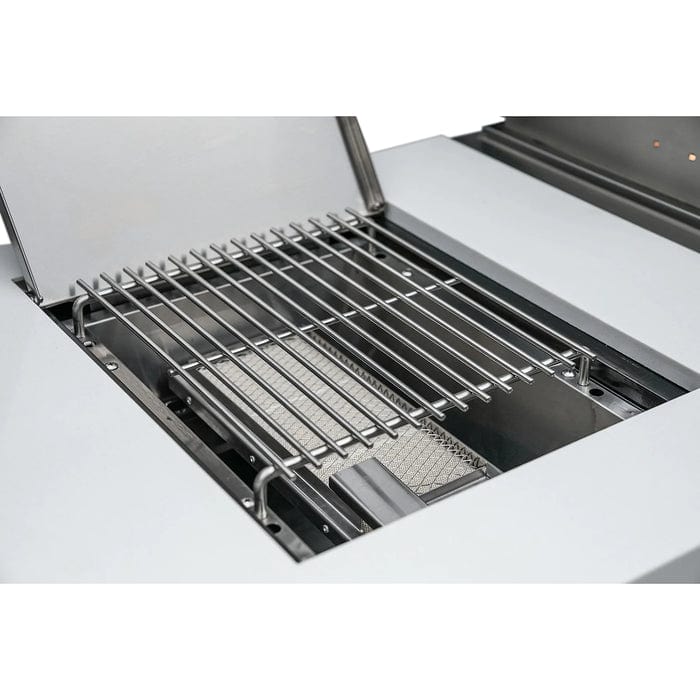 Mont Alpi 805 Black Stainless Steel Island Grill with 90 Degree Corner, Beverage Center & Fridge Cabinet MAi805-BSS90BEVFC